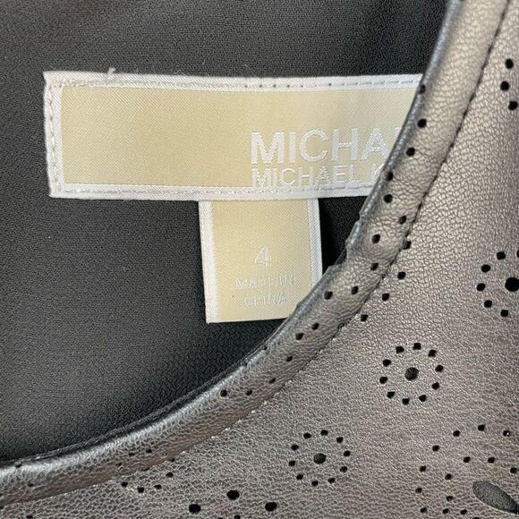 MICHAEL Michael Kors Black Faux Leather Dress Size 4 - Picture 7 of 9